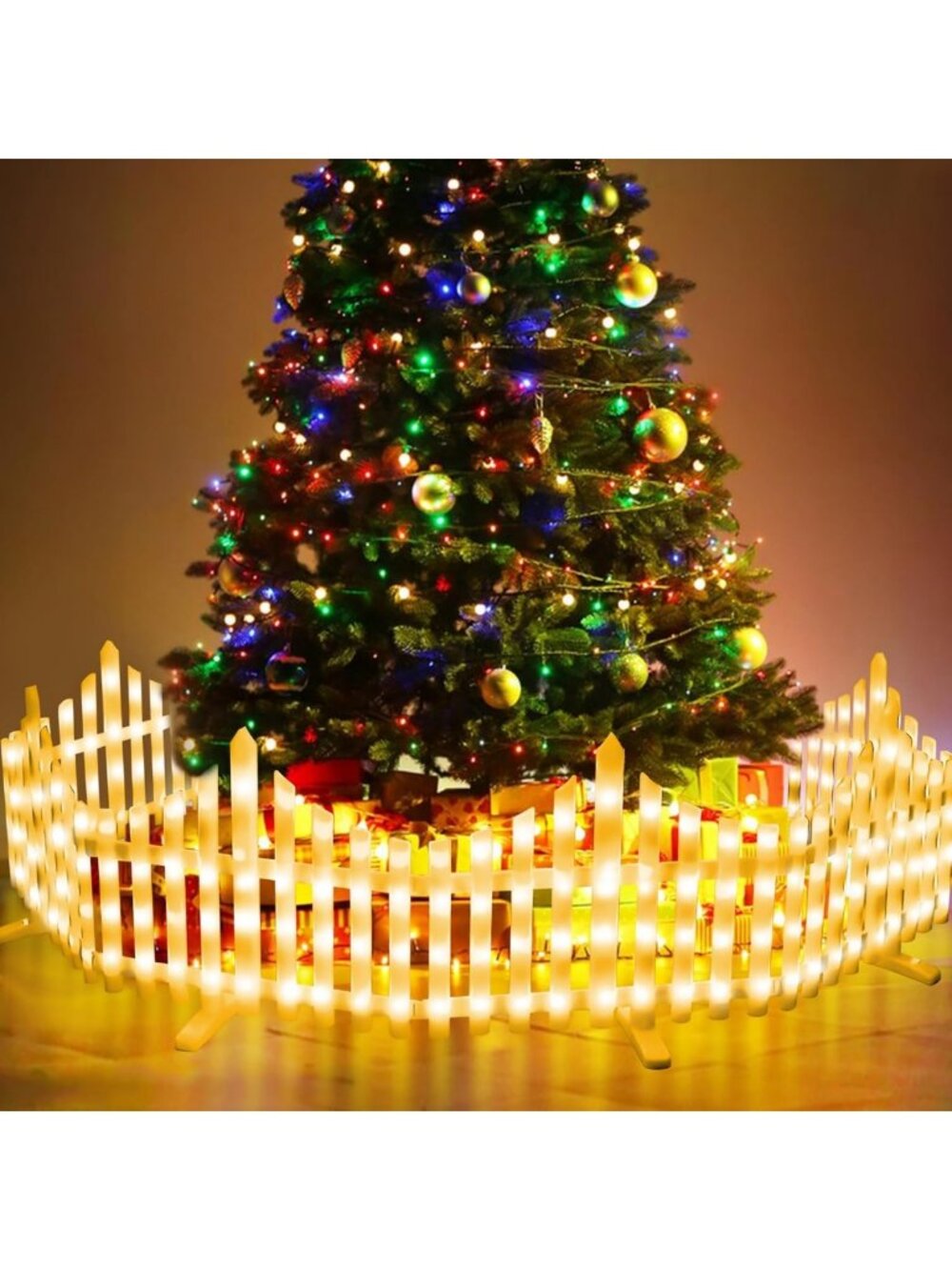 8-Pack Christmas Tree Fence Lights - Indoor/Outdoor Decorative Lighting, 8 Modes